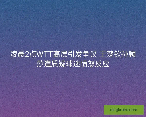 凌晨2点WTT高层引发争议 王楚钦孙颖莎遭质疑球迷愤怒反应