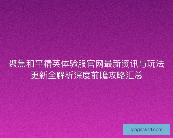 聚焦和平精英体验服官网最新资讯与玩法更新全解析深度前瞻攻略汇总