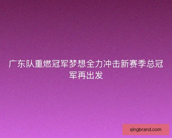 广东队重燃冠军梦想全力冲击新赛季总冠军再出发